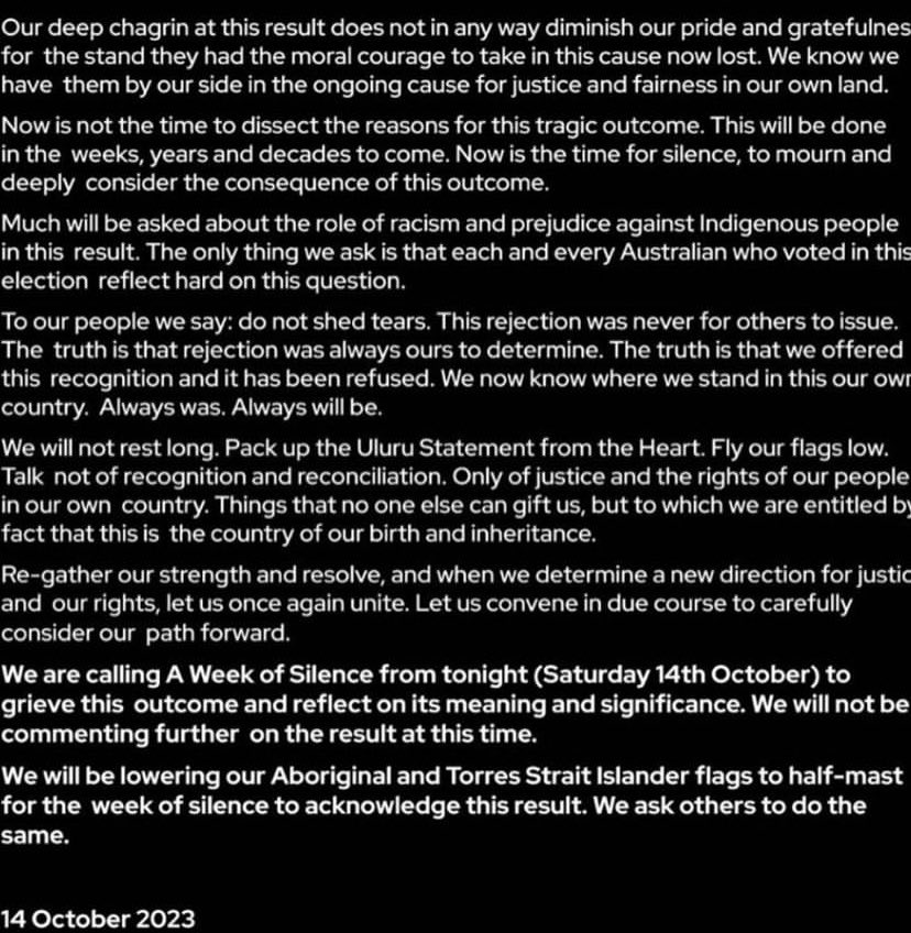 Respect. Love. Hope. Observing a week of silence. #yes23 #unitedwestand