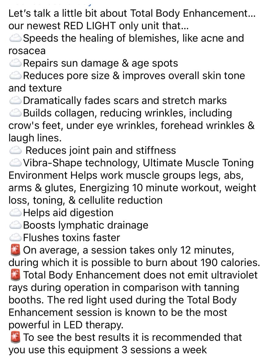 #highlandscounty #totalbodyenhancement #redlighttherapy #onlyat the #bestuvinthe863