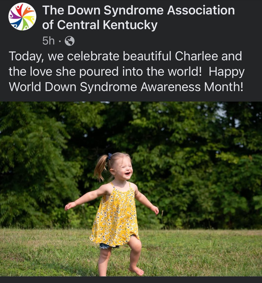 Thank you @DSAofCentralKY for continuing to honor our sweet girl.

#CharleesAngels 
#CharleesOrchard 
#DownSyndrome 
#DownSyndromeAwareness 
#TheLuckyFew