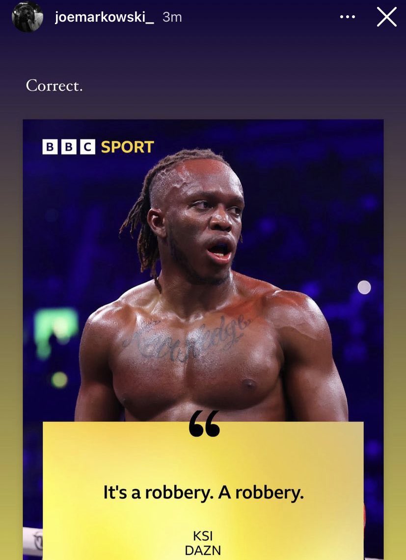 PostlightX's tweet image. Even DAZN’s CEO agrees KSI got robbed 😭