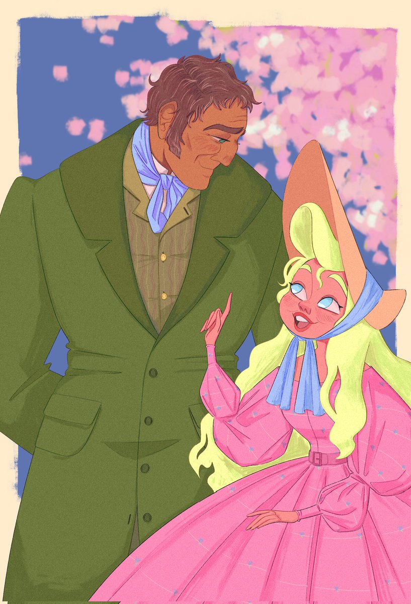 Cosette and valjean go for a walk to discuss the importance of ribbons #Lesmis #lesmiserables #jeanvaljean #cosette #fanart