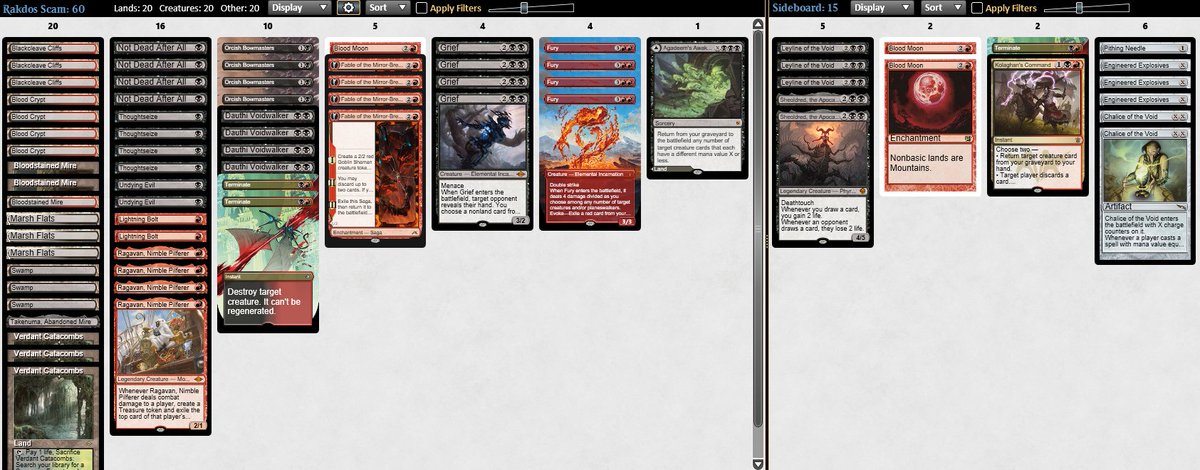 BaronOfBaconMTG's tweet photo. Finished 110th (5-5) in the Modern Showcase Challenge with @tiddypills Rakdos Scam! Started off strong by beating two World Champs, but then fell off near the end of the event after running into some tough match-ups and opponents drawing out of getting scammed π€·ββοΈ#SCAMAZ #evoked https://t.co/teDdSKgZ0h