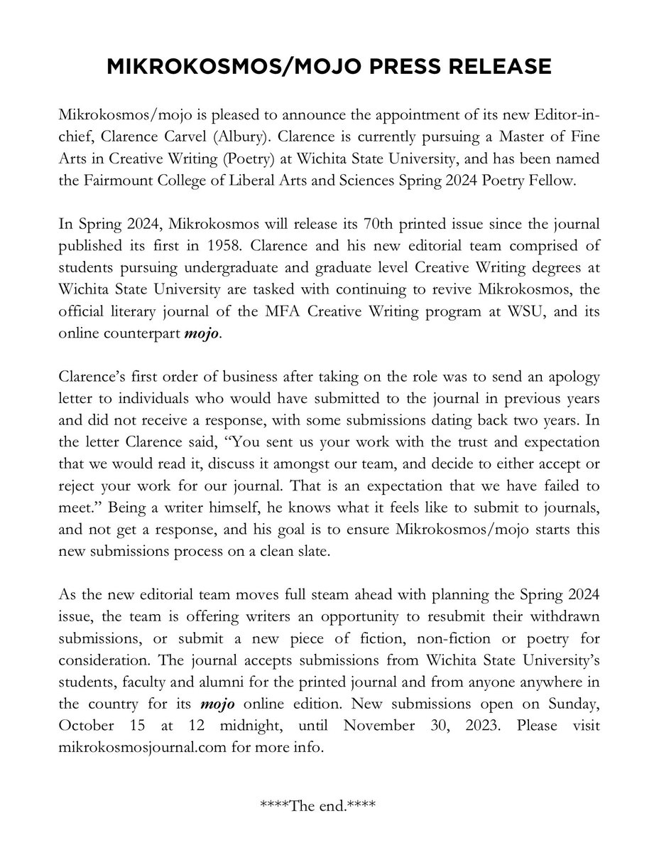 For immediate release