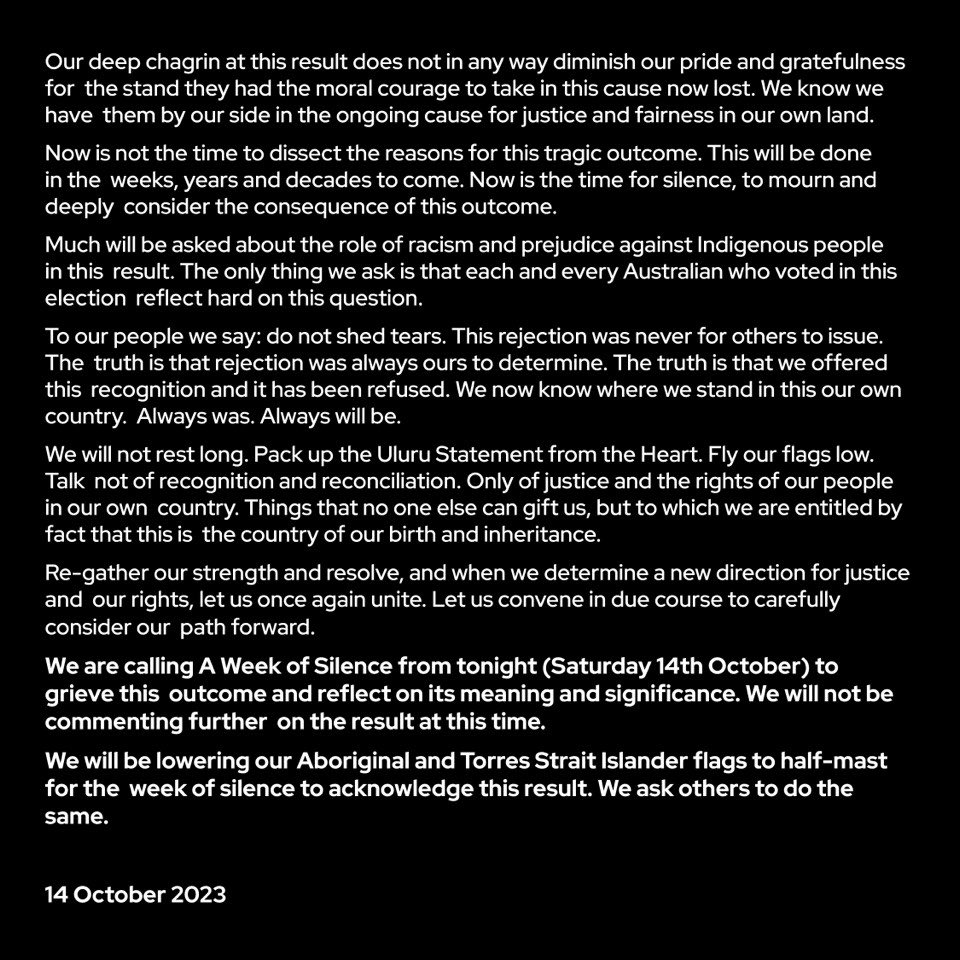 Thank you, friends, for sending your love &amp; care in this sad time.

Thank you to the many thousands of volunteers for taking action. You were part of an unprecedented movement that will continue on toward justice for First Nations people.

The below statement went out last night.
