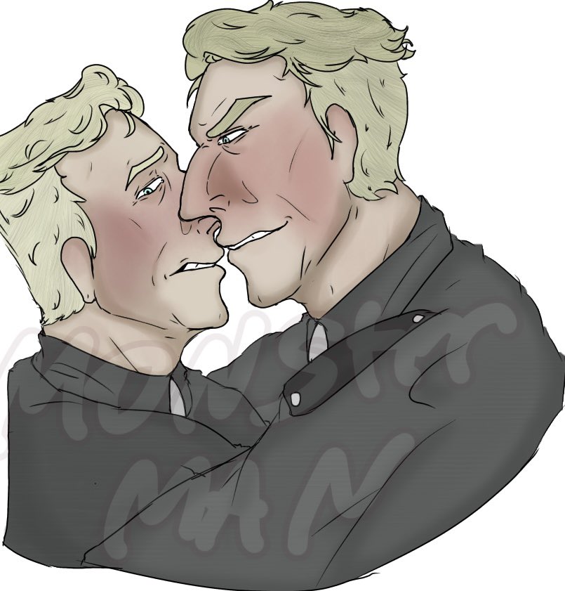 MONSTERMANV2's tweet photo. Karl(left) and Johann(right)

"Just a kiss, Herr Leutnant?" https://t.co/NJucs8308F