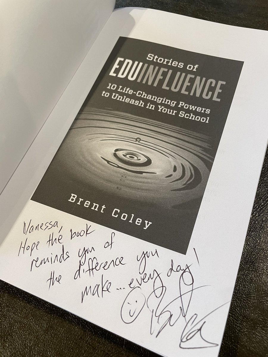 Hell2Teach's tweet photo. Winner winner, chicken dinner! I won “Stories of #EduInfluence” by @brentcoley at #sgvcue23 today!!! Even better, the author was at the #InnovationCelebration so I could get his autograph… and his kind message. #WeAreCue https://t.co/Vpq81Myd1V