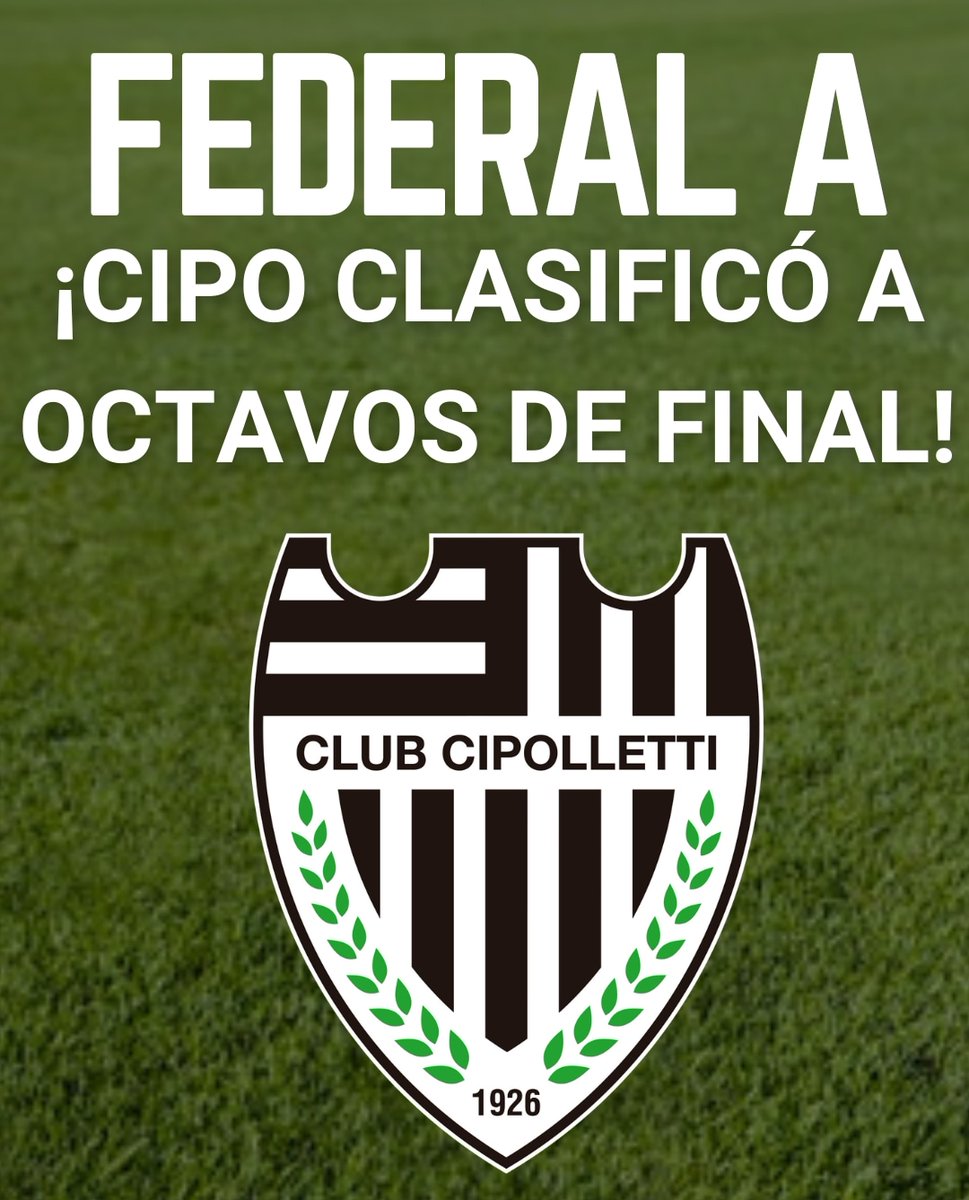 ⚽️ #FederalA CIPO CLASIFICÓ A LOS OCTAVOS DE FINAL. La última fecha de la fase regular se jugará el 29 de octubre vs Olimpo en La Visera.