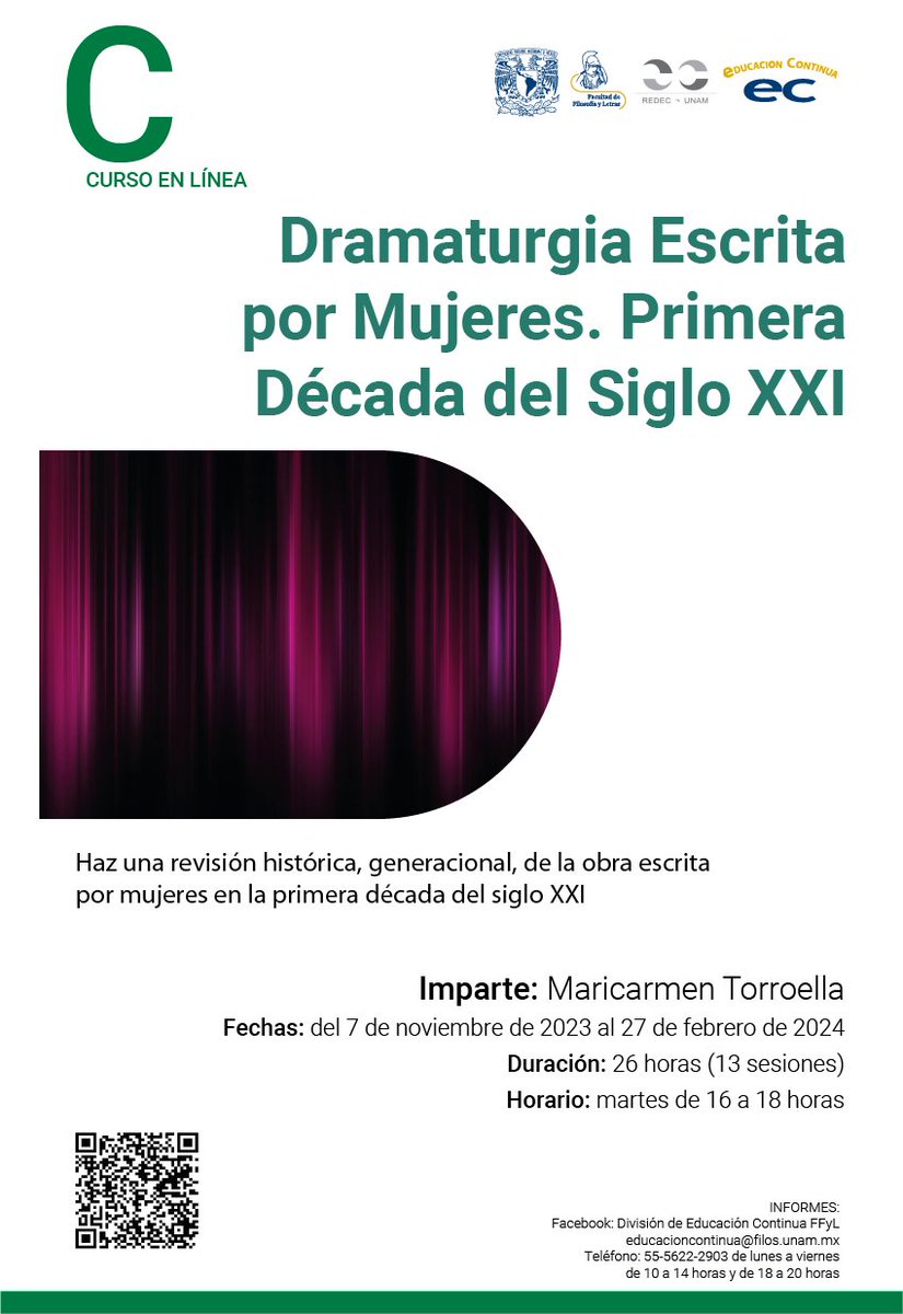 A principios del siglo XXI, surgió en México una nueva generación de escritoras y escritores para la escena que plantearon un parteaguas con generaciones anteriores, a nivel temático y, sobre todo, formal. Inscríbete al curso: ec.filos.unam.mx/dramaturgia-es… #UNAM #ffyl #unam #Mujeres