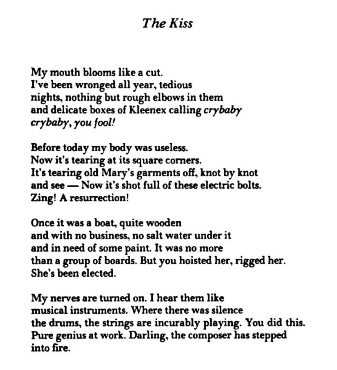 Alina Stefanescu on X: My nerves are turned on. I hear them like musical  instruments. - Anne Sexton, “The Kiss” t.coeH3iqmhWiG  X
