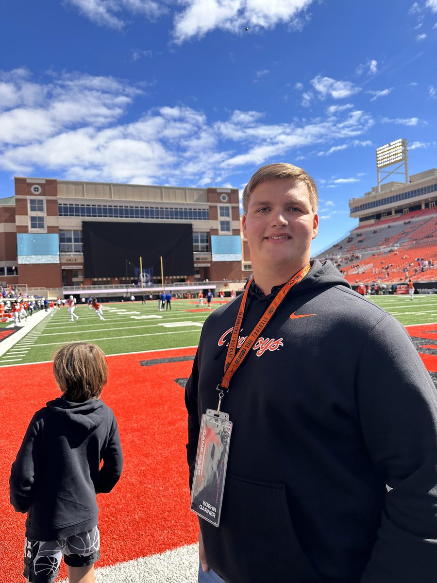 Huge thanks to @CoachZAllen for the game day visit at Oklahoma State today! Big win over Kansas and was awesome!