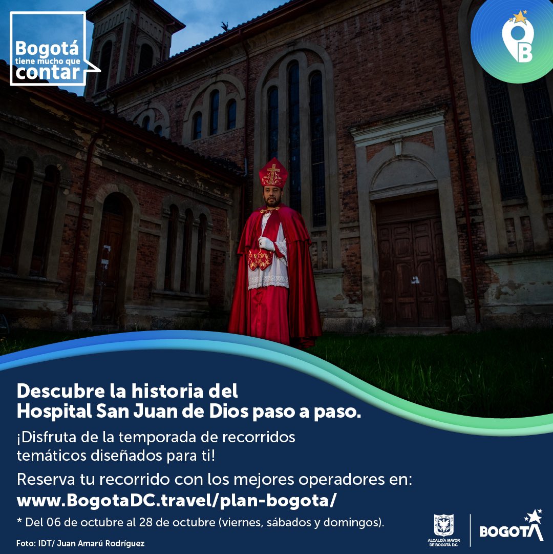 Bogota_Turismo's tweet photo. #IDTInforma I Descubre la historia del Complejo Hospitalario San Juan de Dios 🏥
📱 Usa el hashtag #RecorridosSanJuandeDios
Del 06 al 28 de octubre, los viernes, sábados y domingos
⏰2:00 p.m. a 4:00 p.m.
🔗 Reserva tu plan al mejor precio en: https://t.co/yDf92HrsBB https://t.co/SFwFzB7RU9