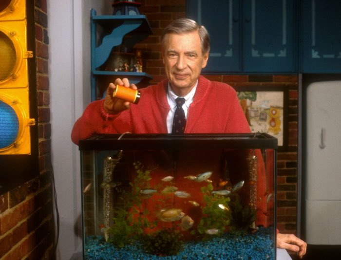 Mister Rogers received a letter from a blind girl who was concerned about his fish, as she had heard him mention them. Worried that they might not be getting fed, he started a heartwarming tradition. At the conclusion of each subsequent show, he would narrate, “I'm feeding the…