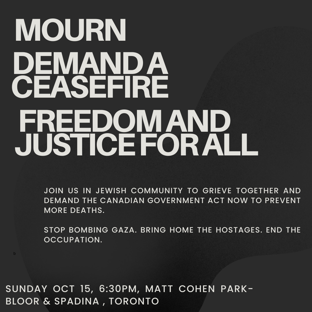 Jewish people and allies please join us tomorrow night for a Shiva and a vigil. 

Not in our name.