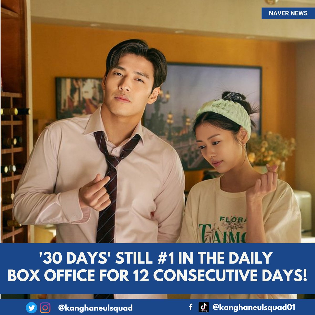kanghaneulsquad's tweet photo. #30days ranked first in the box office with 138,678 viewers on the https://t.co/hbevUbfNfW has been at the top of the box office since the release,maintaining first place for 12 consecutive days and is a box office hit,exceeding 1 million viewers

#강하늘 #KangHaNeul #JungSoMin https://t.co/6O5JBDH9dI