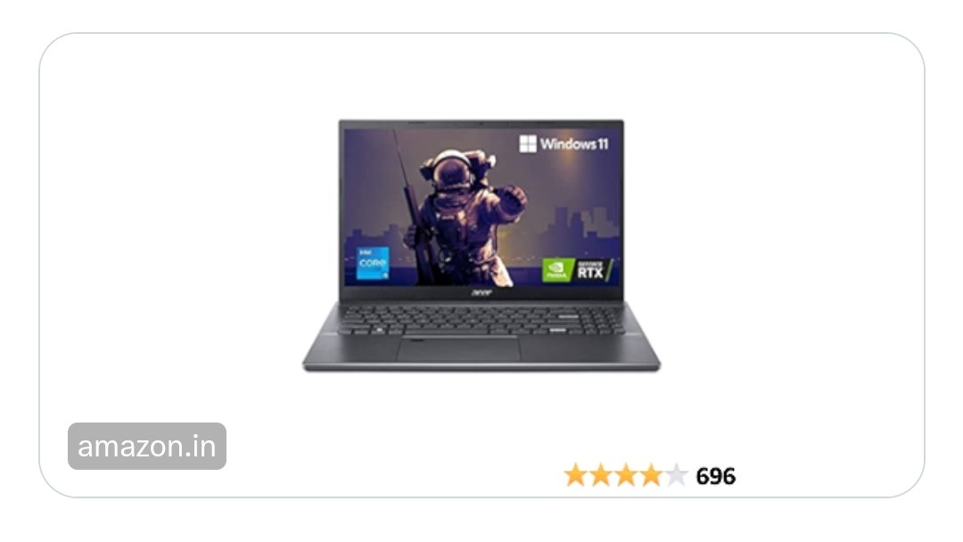 #GrabFast #MegaOffer 

Acer Aspire 5 - Gaming Laptop - Intel i5 - 12th gen - (16 GB/512 GB SSD/Win11 Home/4GB Graphics/RTX 2050) 

at Rs.43,001 💥 (Effectively)

🌟 FLAT Rs.7,000 Discount with SBI Credit Card - No Cost EMI

#FlipkartBigBillionDays #AmazonGreatIndianFestival