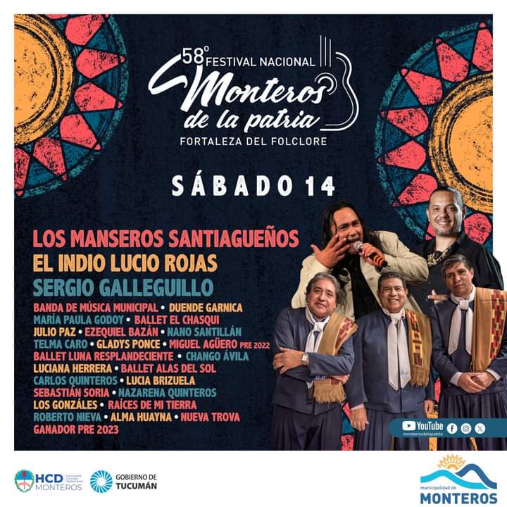 MonterosdPatria's tweet photo. #MonterosDeLaPatria 
Ya se vive la tercera noche del Festival Mayor del Norte Argentino. 

Los Manseros regresan al Antonio Acosta, horario aproximado de actuación: 23:55hs. Te esperamos!

#TodaLaAlegríaMiLindaMonteros https://t.co/Sc1lVviUK4