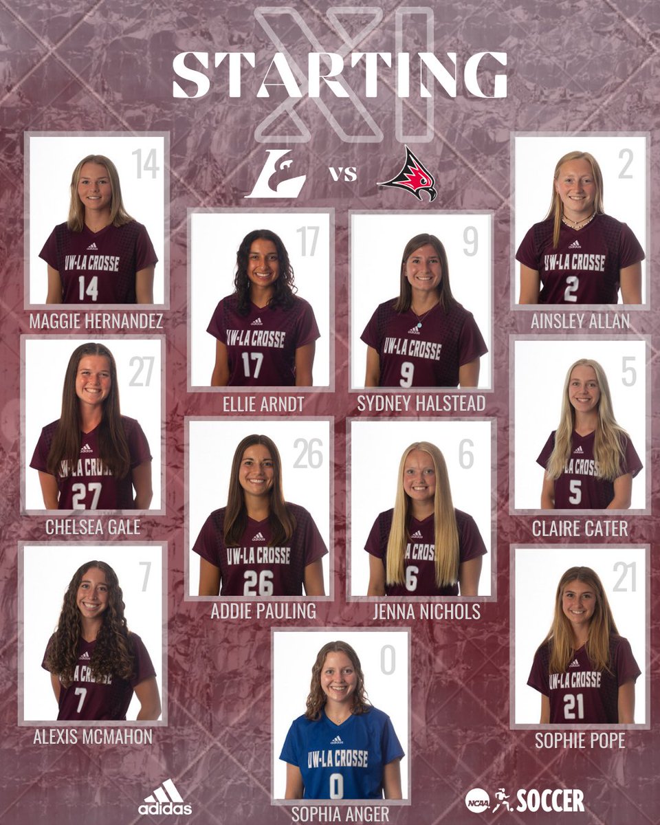 UWL_Soccer's tweet photo. Todayβs starters πͺοΈπ¦
π₯π¨
#UWLSoccer #FindItWithin #Believe https://t.co/Uit0hFs0Ln