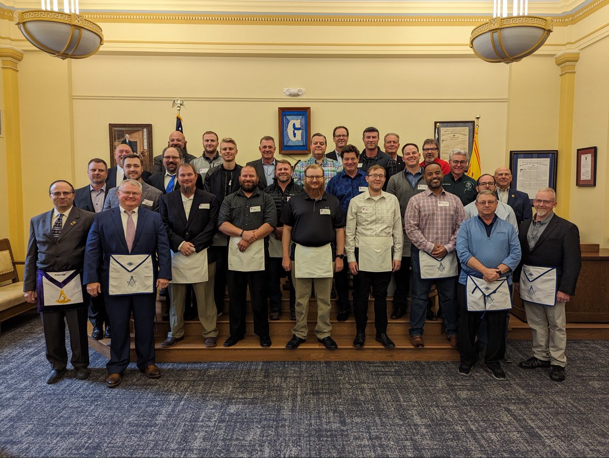 GrandLodgeNE's tweet photo. Several Grand Lodge Officers had the pleasure of conducting a multi-candidate degree today. Fifteen brethren (15!) from Omaha area lodges were passed to the Fellowcraft degree, conferred by RWB John Herbolsheimer. MWB John Millington brought greetings and congratulations. https://t.co/zT94Qn0xRi