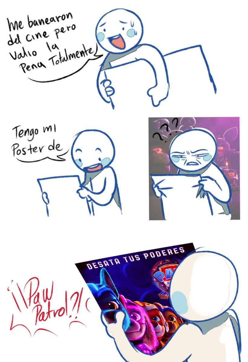 bell_corpse's tweet photo. lista pa robar el poster de paw patrol pensando que era el de fnaf https://t.co/Pm2EjoDOnm