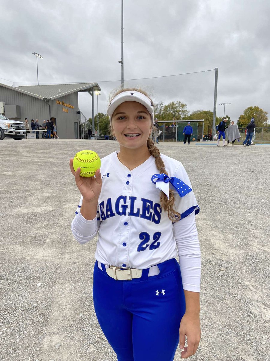I helped my team advance with a NO HITTER to the second round of districts! 🤍💙🦅