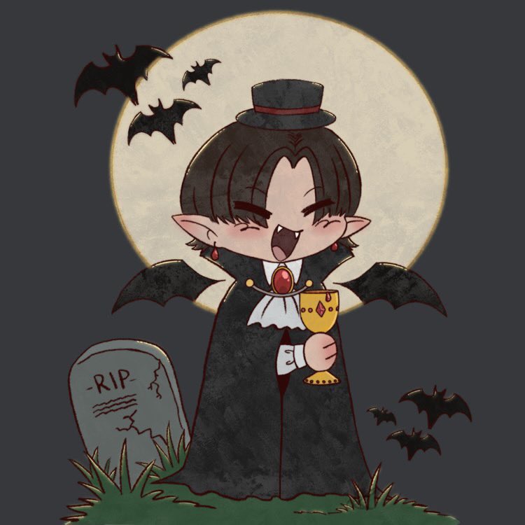 Purple_pew's tweet photo. Second up! Little vampy boi Zac 🦇 
— Witch or mummy next?? — https://t.co/cmSvHtIDxx