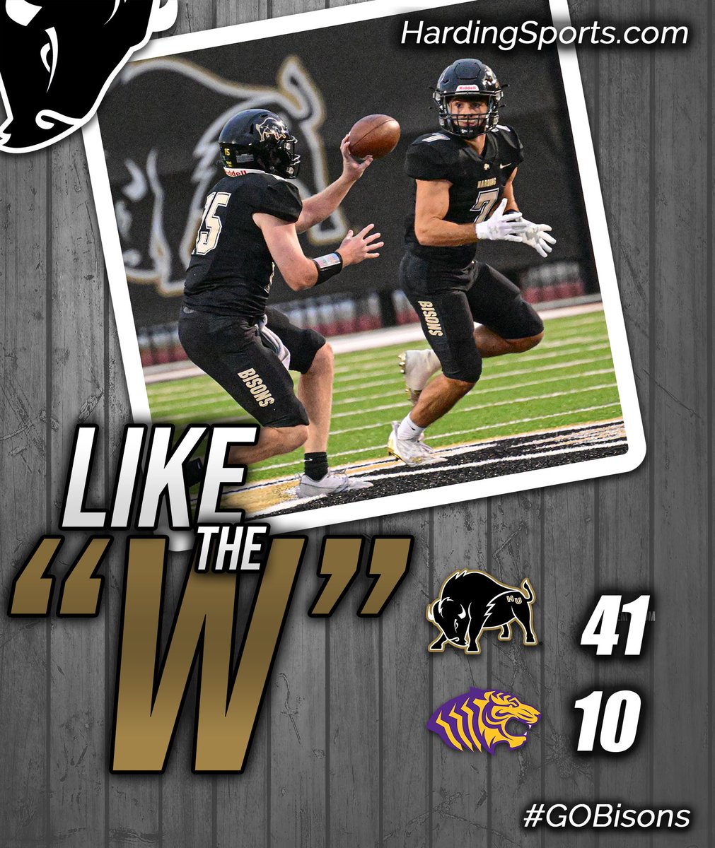 Harding Football (@harding_fb) on Twitter photo FINAL | <a href="/Harding_FB/">Harding Football</a> 41, Ouachita Baptist 10 #GOBisons
Next Up: at Southern Arkansas, Saturday, 2 p.m. FINAL | <a href="/Harding_FB/">Harding Football</a> 41, Ouachita Baptist 10 #GOBisons
Next Up: at Southern Arkansas, Saturday, 2 p.m.