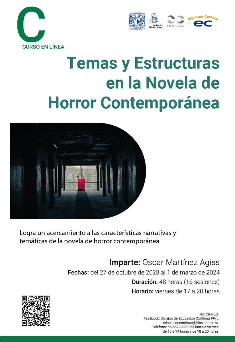 educonffyl's tweet photo. La novela de horror inició el siglo XX como una forma literaria menor. Inscríbete en el curso para conocer más:
https://t.co/2UoGmBVpgw
#UNAM #unam #filosunam #FFYLUNAM #Novela #Curso #contemporánea #enlínea https://t.co/eRggtwNZvm