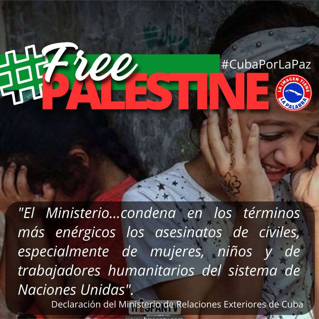 Cesen los ataques al pueblo de palestina. #FreePalestine y#CubaPorLaVida #CubaCoopera @CubCooperaVeGua @cubacooperaven