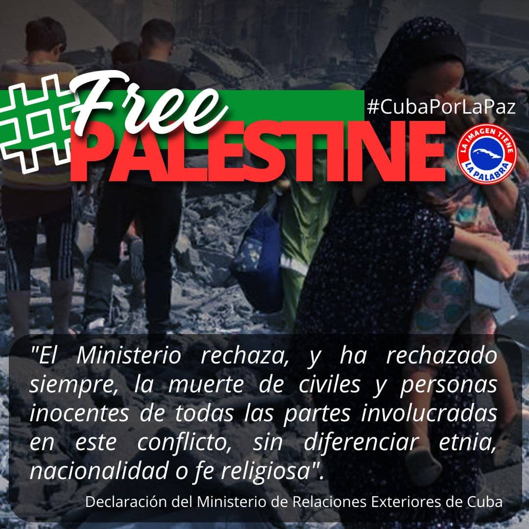 Cesen los ataques al pueblo de palestina. #FreePalestine #CubaPorLaVida #CubaCoopera @CubCooperaVeGua @cubacooperaven