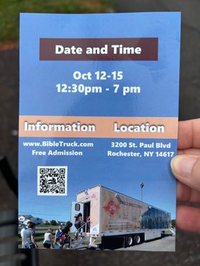 This is happening Sunday 10/15.  The Bible Truck in Rochester, NY.  #rocJesus   #betterlatethannever