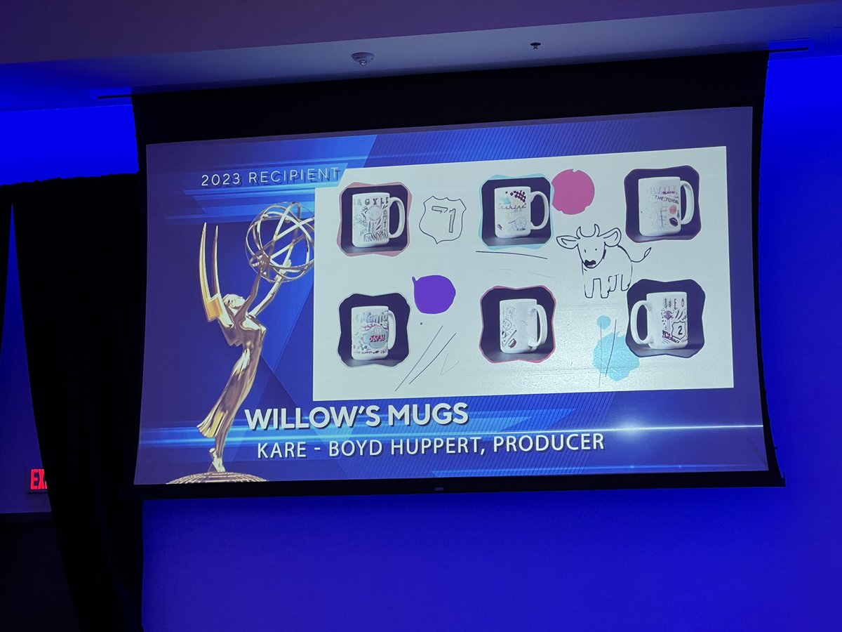 drsteuss's tweet image. .@BoydHuppert brings home the #midwestemmys Business/Consumer-News award for his @kare11 story “Willow’s Mugs”!