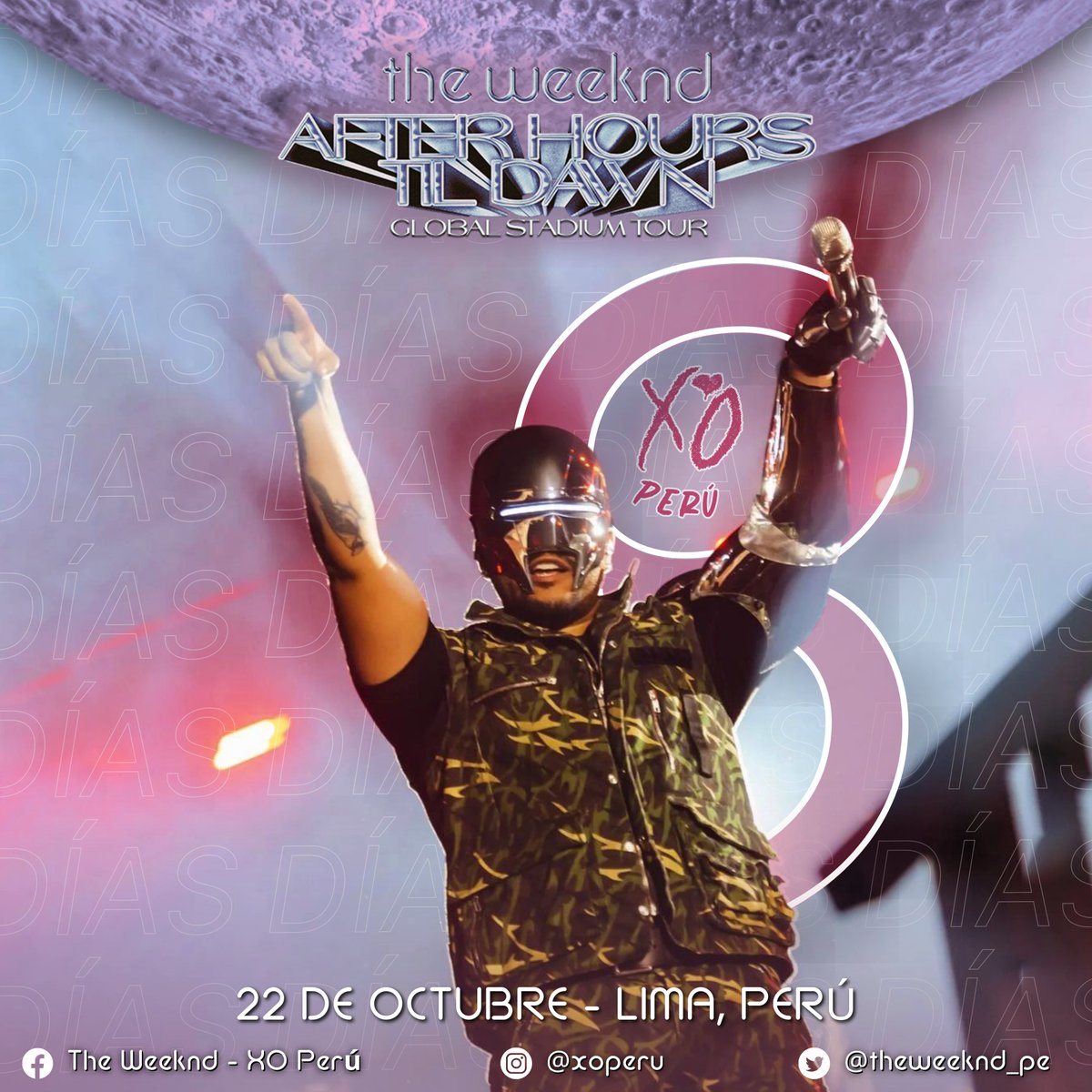 theweeknd_pe's tweet photo. 8 DÍAS!!!

Para que @theweeknd nos dé el mejor concierto de Perú 🇵🇪 con el #AfterHoursTilDawnTour 🏟️🖤🌎

Porque Perú siempre fue la misión 🇵🇪❤️
📍 22 de octubre – Lima, Perú – Estadio San Marcos

#xoperu #TheWeeknd #AbelTesfaye #AHDTLima #AHDTPeru https://t.co/hjHawl9y7i