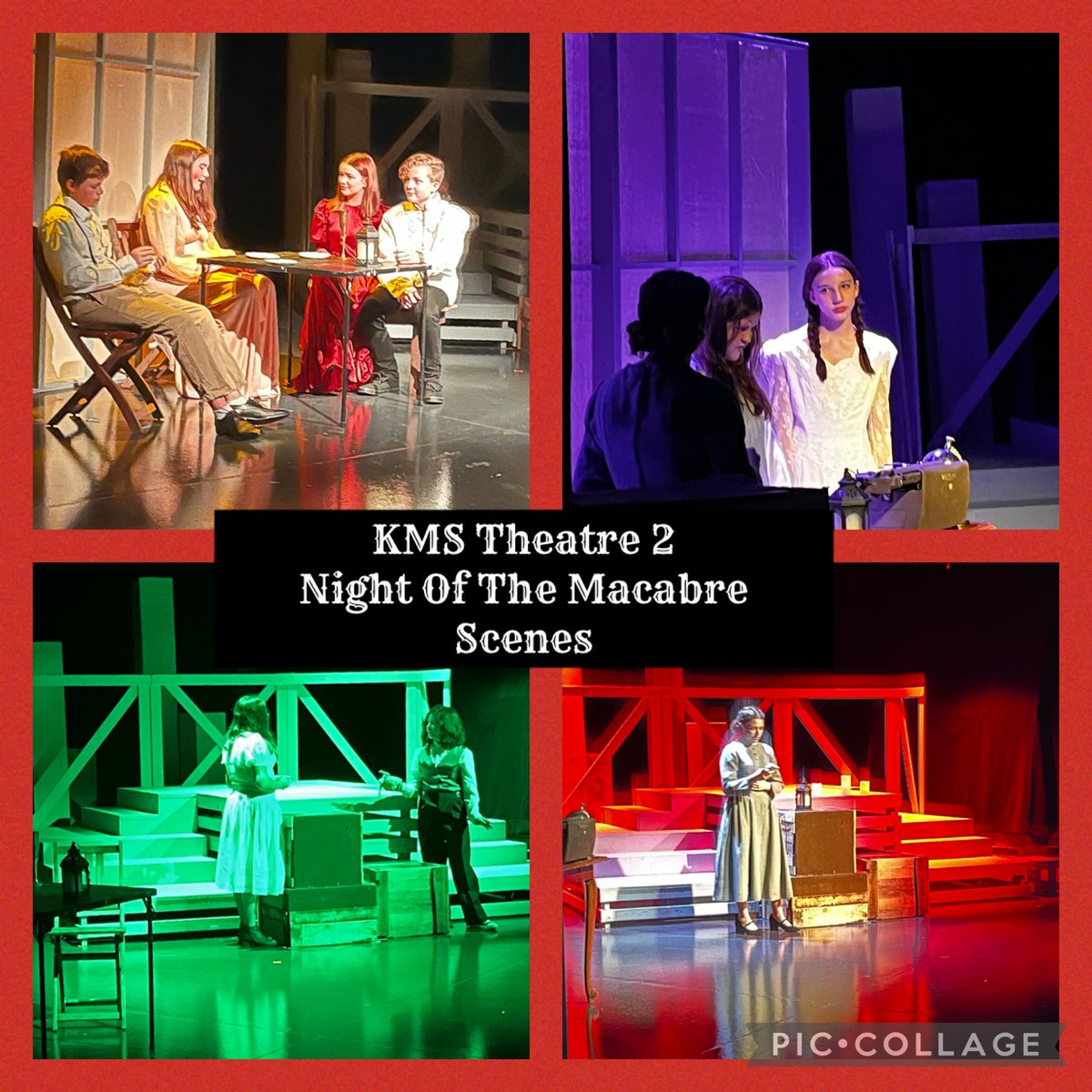 KingwoodMSDrama's tweet photo. Just a few 📸 from tonight’s #KMSFineArts “Sweets & Beats” #DessertSocial! From spooky story scenes to Greek myths, #KMSTheatre entertained audiences all evening! Special thank you’s to those who stepped in for their peers! #EnsembleBuilding #KMSCougarPride https://t.co/CjeaFwM5ys