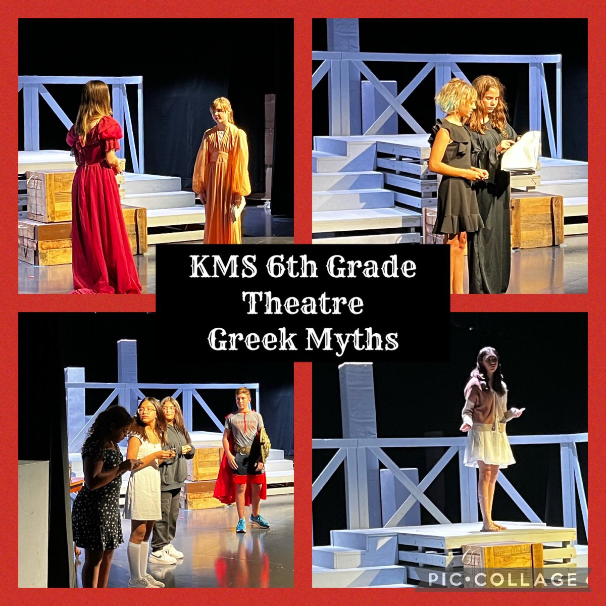 KingwoodMSDrama's tweet photo. Just a few 📸 from tonight’s #KMSFineArts “Sweets & Beats” #DessertSocial! From spooky story scenes to Greek myths, #KMSTheatre entertained audiences all evening! Special thank you’s to those who stepped in for their peers! #EnsembleBuilding #KMSCougarPride https://t.co/CjeaFwM5ys