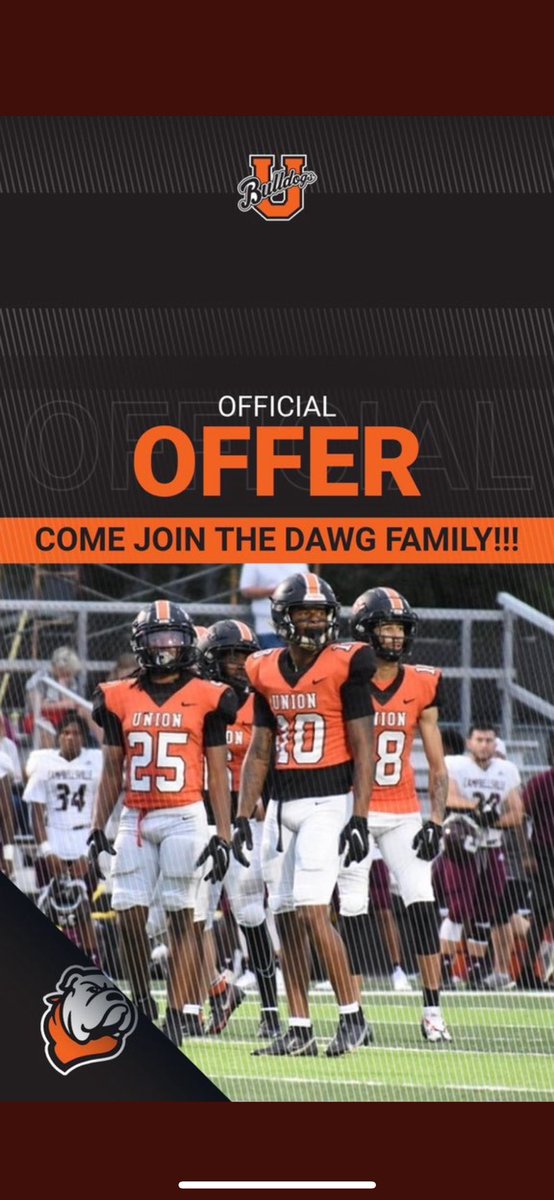 I am very blessed to receive my first offer from union college! <a href="/CoachLuttrell49/">John Luttrell</a> <a href="/UnionBulldogFB/">Union Football</a> <a href="/AlcoaNfhs/">Alcoa NFHS Network</a> <a href="/2HYPEsports/">Too Hype Sports</a>
