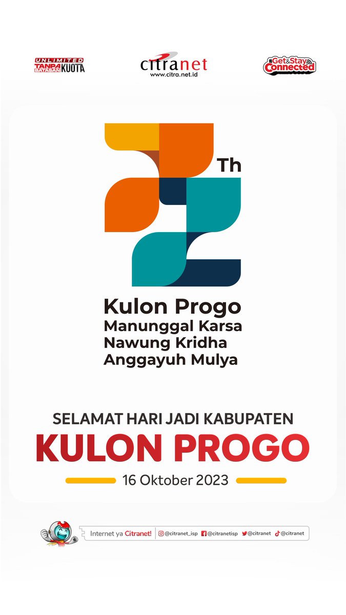 citranet's tweet image. Segenap manajemen dan karyawan @citranet - PT Jembatan Citra Nusantara mengucapkan Selamat Hari Jadi Kab. Kulon Progo ke 72th

Manunggal Karsa, Nawung Kridha, Anggayuh Mulya

#kulonprogo #hutkulonprogo #kulonprogo72th