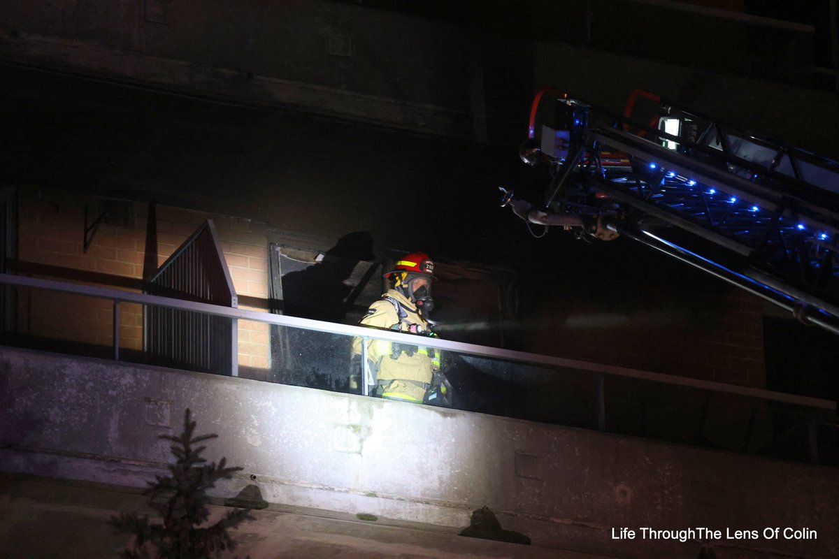 Great stop by @WhitbyFire tonight as they contained a fire to one unit at 120 Waller St. One person was transported to hospital, but injuries are not known.