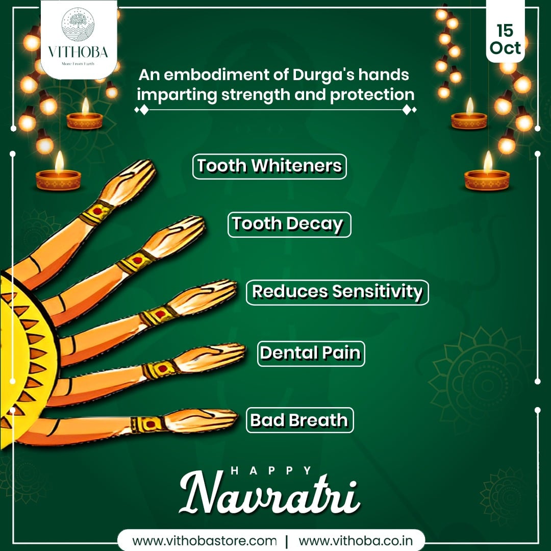 VithobaInd's tweet photo. Celebrate Navratri with our dental care. Durga's strength inspires advanced protection. Shine with confidence, a smile beyond bad breath. 🌟😁
#festivefiesta #garbagala #ninenightsmagic #traditionaltwirls #joyfulnavratri #celebrateculture #divinedance #navratri #vithobaindustries  #vithobaoralcare #vithobadantmanjan