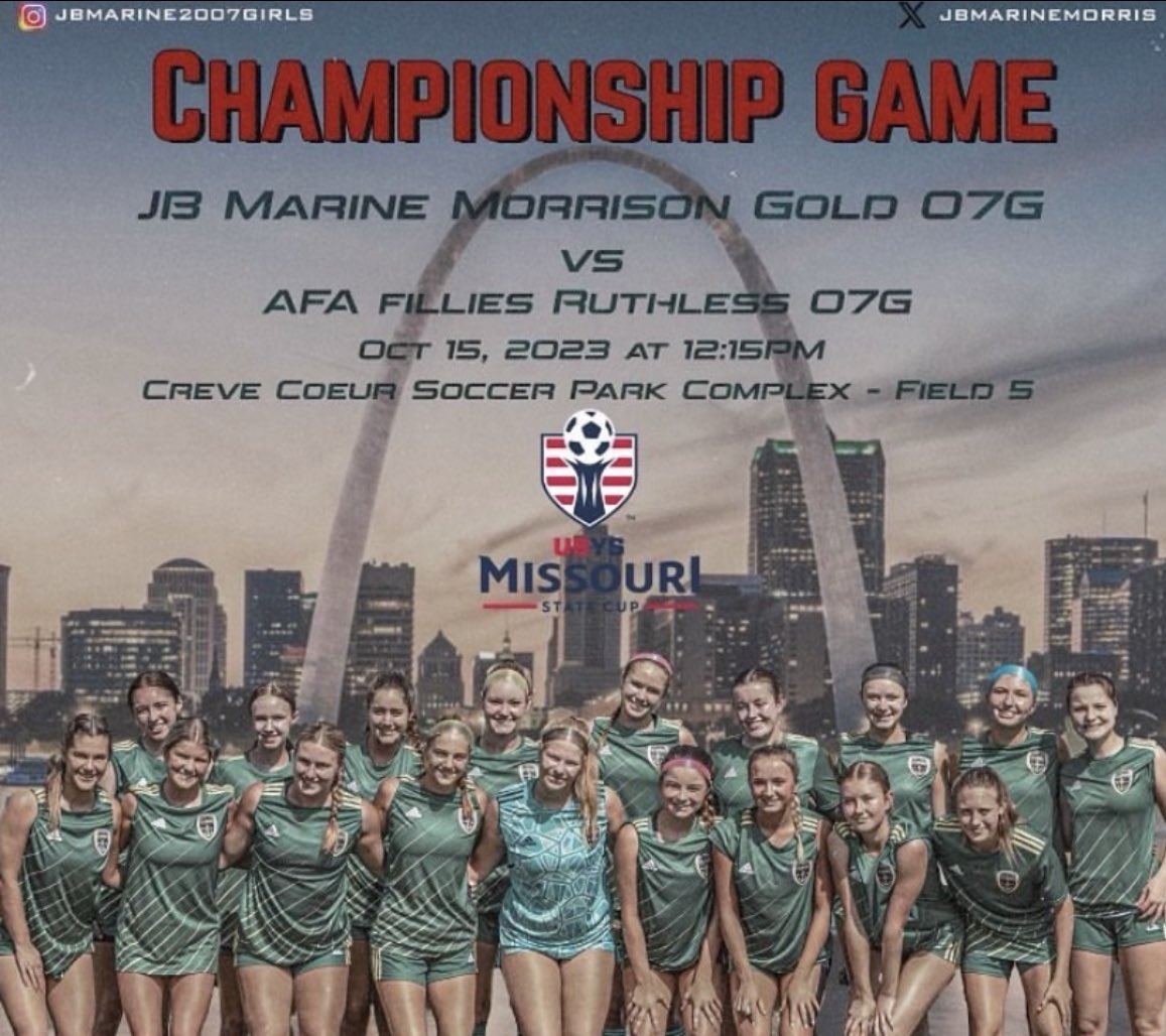 GREAT GAME TODAY!! 1-0 win after the second half of overtime. A great cross from my teammate that I was able to finish on. FINAL GAME TOMORROW!!!
<a href="/ImCollegeSoccer/">College Soccer Truth ™</a> <a href="/MOyouthSoccer/">Missouri Youth ⚽️</a> <a href="/JBMarineSC/">J.B. Marine SC</a> <a href="/JBMarineMorris/">JB Marine Elite64 2007G</a>