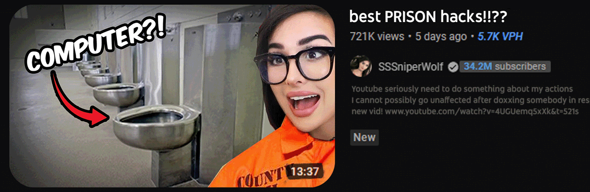 TheycallmeGoof_'s tweet photo. looks like shes already adjusted! #Sssniperwolf #Ssstalkerwolf https://t.co/r7u3TUd3Fn