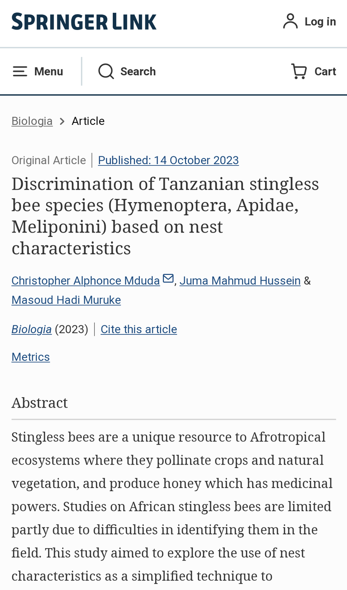 ChrisMduda's tweet photo. We have recently published a new study on the use of nest characteristics as a potential tool for identifying stingless bee species in the field.
LINK: https://t.co/7Iol4LpSsM https://t.co/Y4GxMqmnFq