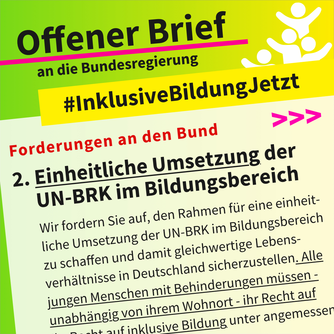 Die Bundesregierung muss den Rahmen schaffen, damit #inklusiveBildungJetzt überall in Deutschland im Sinne der #UNBRK verwirklicht wird! Ohne geht´s ja ganz offensichtlich nicht. Hier den Offenen Brief lesen und mitzeichnen: bitly.ws/X6Hk #Inklusion #SchlussMitWegducken