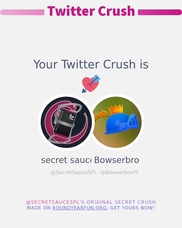 My Twitter Crush is: @BowserbroYT

➡️ funxgames.me/twittercrush