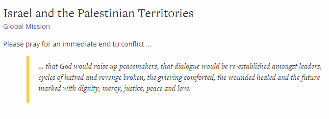 As we gather today as a church family, just as we did last weekend many of our congregations across #Ireland will be praying for the #MiddleEast and the people of the #HolyLand in particular. In our Church daily prayers today, please join us...