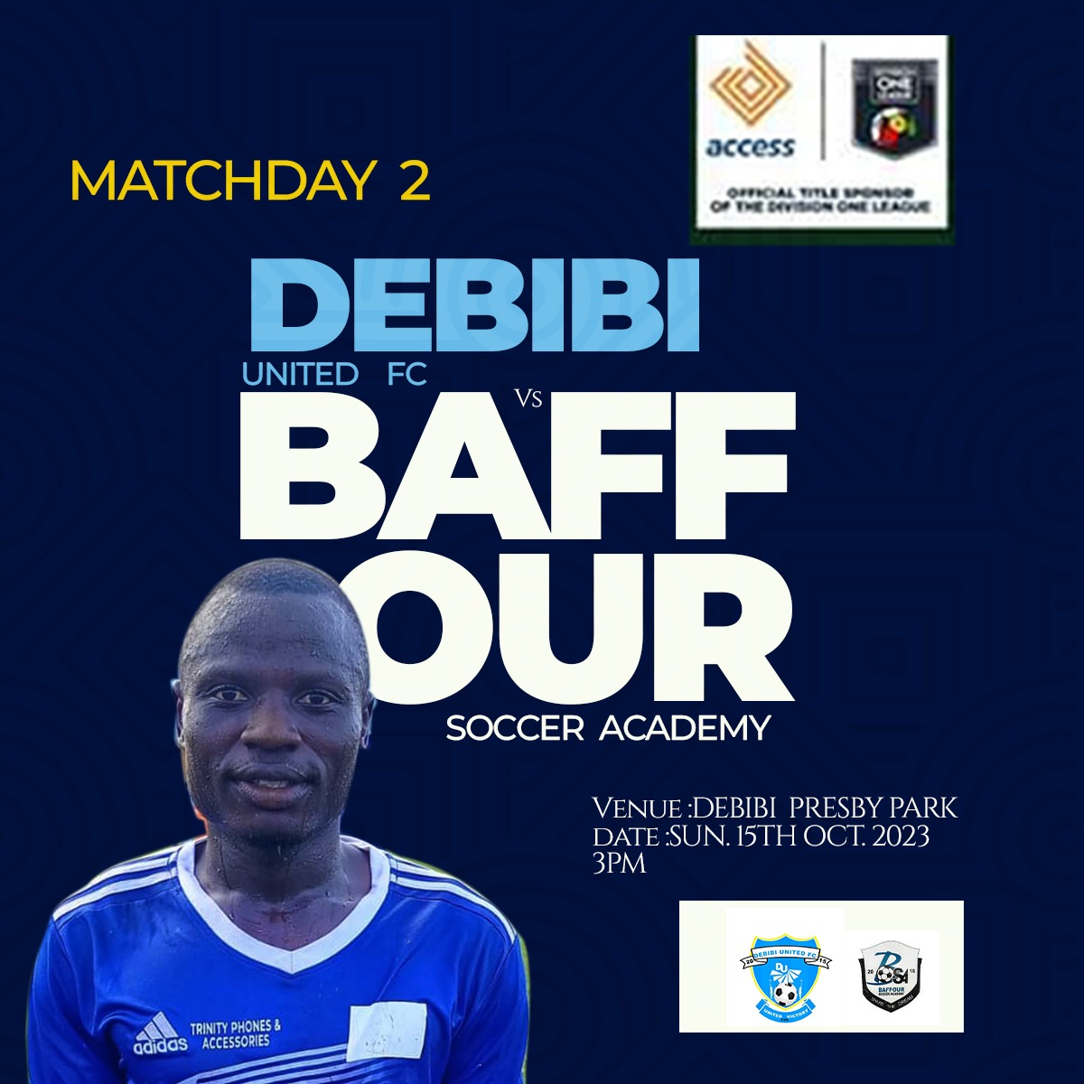 BaffourSoccerAc's tweet photo. Match Dày 2

Debibi United Football club v Baffour Soccer Academy

🏟️ Debibi Presby Park
⌚ 3pm.

#Bsa #Sharethedream #AccessBankdolwk2 https://t.co/GWATOj04rP