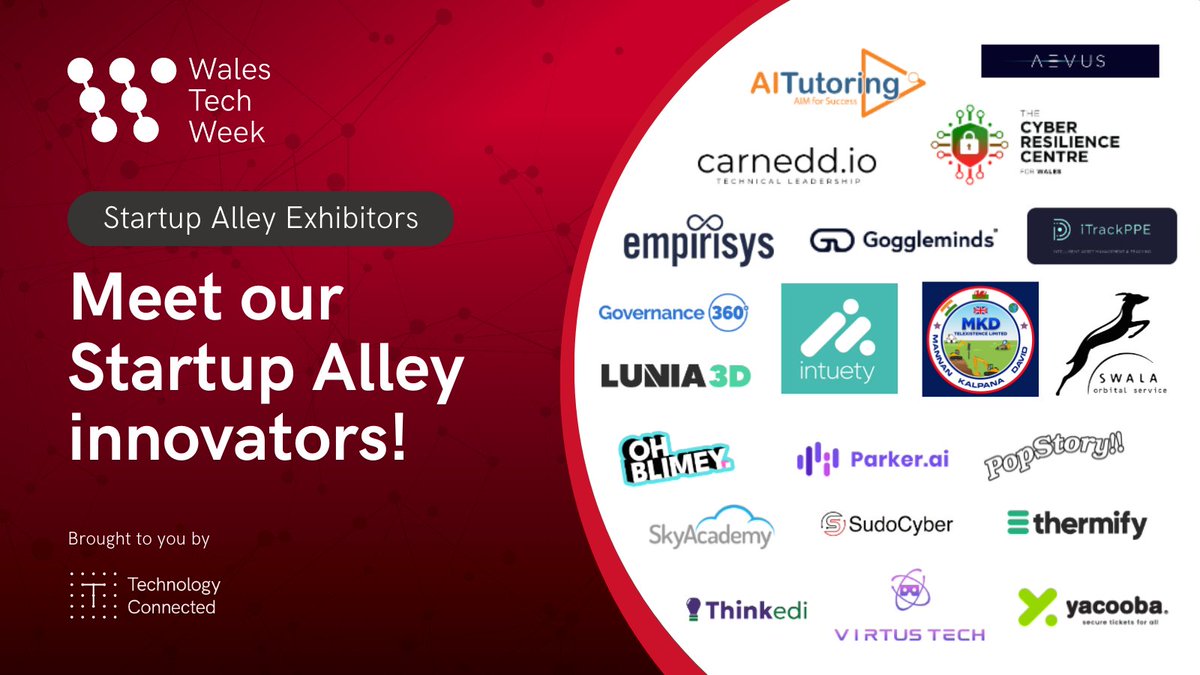 🚀 Explore Innovation at the Startup Alley! 🚀

💡 We're thrilled to feature dynamic startups showcasing incredible products, services, apps, and more. Get ready to connect with the future of tech!

Come and see them at Wales Tech Week 2023: walestechweek.com
