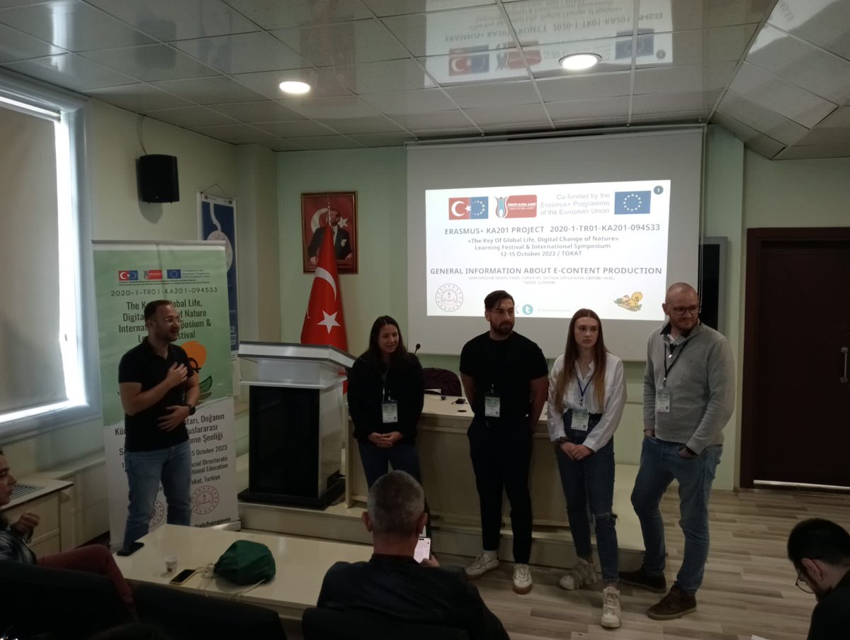 digitalchangeon's tweet photo. In Hall 1, Sara Megumi Vician, Pavel Tuhârsky, Natalia Greganova and Dominik Hakel from Slovakia gave general information about the e-contents of our project to the public.
@ulusalajans 
@tokatmem 
@digitalchangeon 
@togu https://t.co/dygK5LLukr