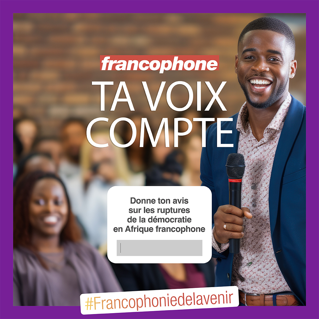 OIFrancophonie's tweet photo. Chers jeunes francophones, les ruptures de la #démocratie nous concernent tous. Vos idées et attentes sont essentielles pour trouver des solutions. 

Répondez en quelques minutes à notre consultation jeunesse sur les ruptures de la démocratie  🗳️💪

👉🏽https://t.co/6msev3Tpid https://t.co/ExUiQSAxpm