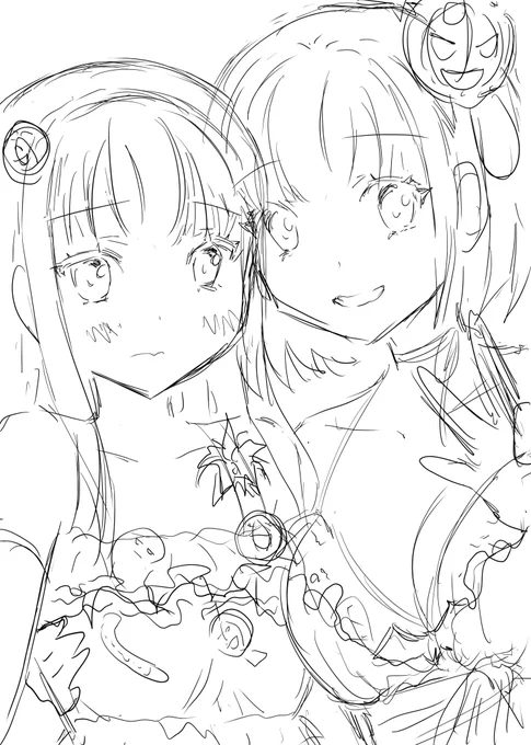 今年はハロウィン絵描けるかも? リコリコのちさたき今年も描きたい(*'ω`*) 可愛いハロウィンドレスのふたり