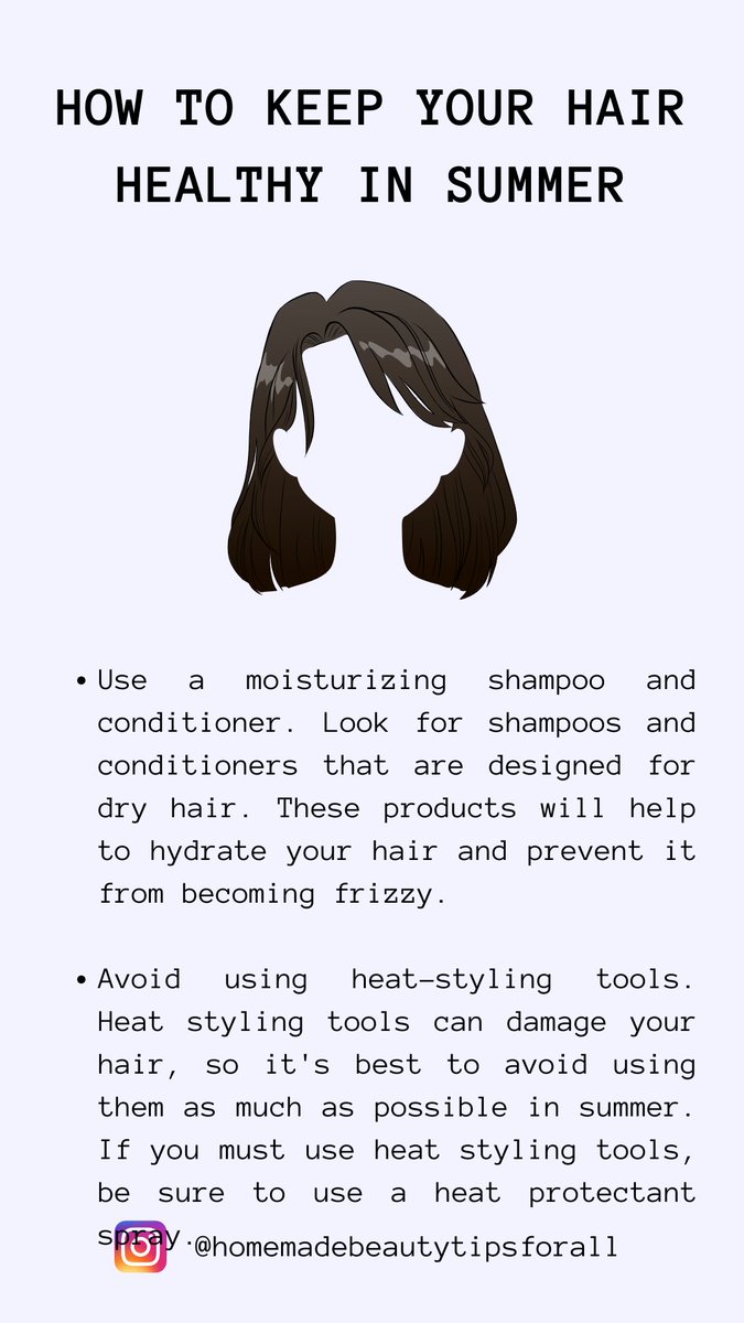 TipsHomemade's tweet photo. How to Keep Your Hair Healthy in Summer
#haircare #hairstyles #healthyhair #hairlover https://t.co/ejmg0k4UgN